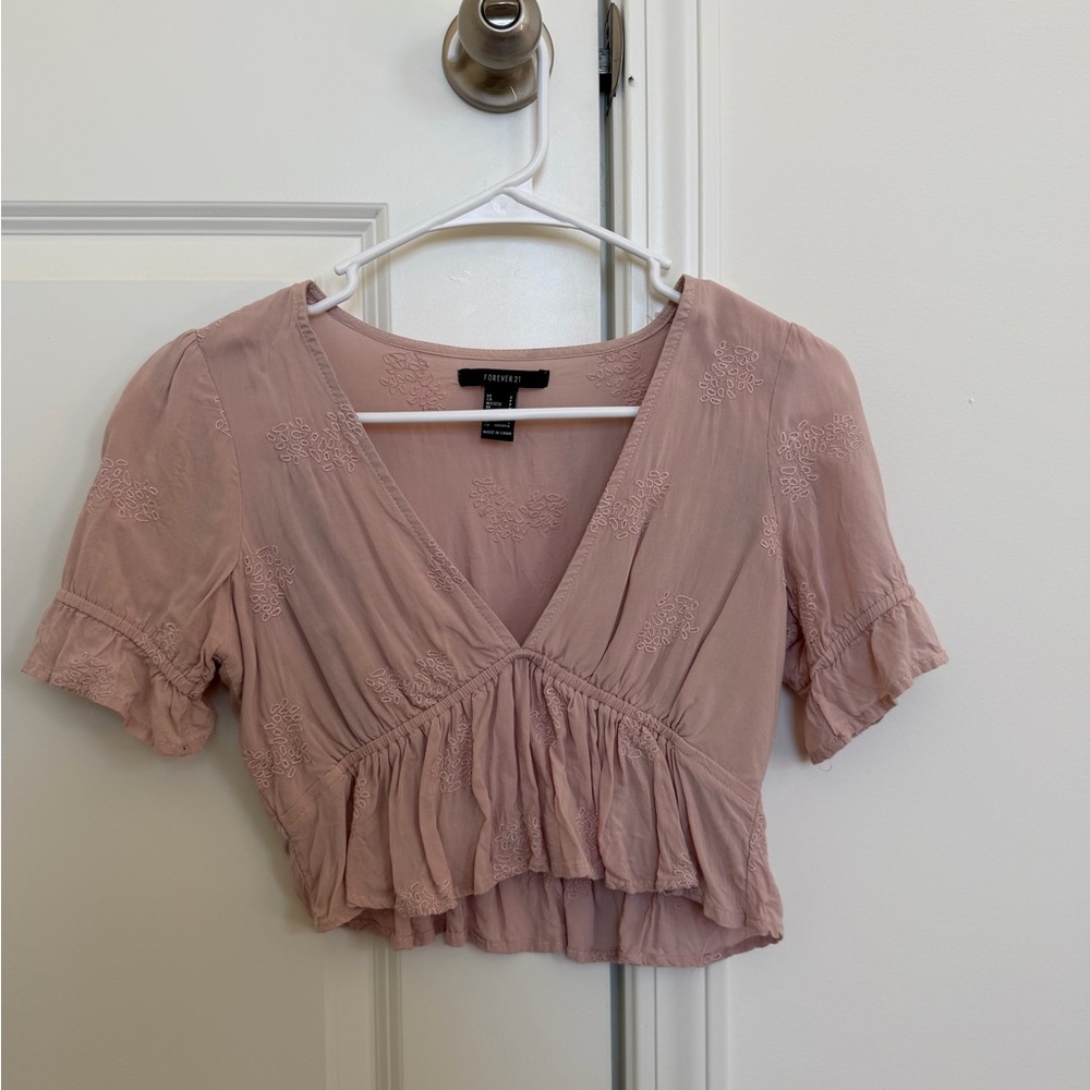 Pink Lace Top With Ruffles